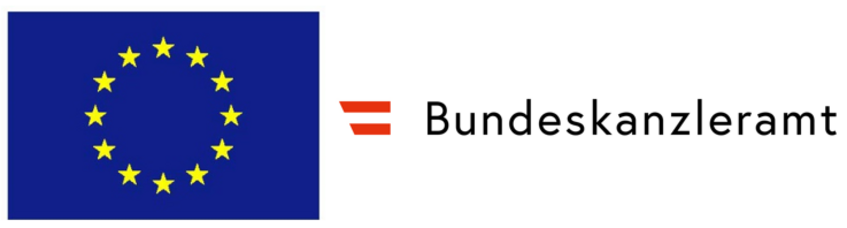 Bild: EU-Flagge und Logo des Bundeskanzleramts